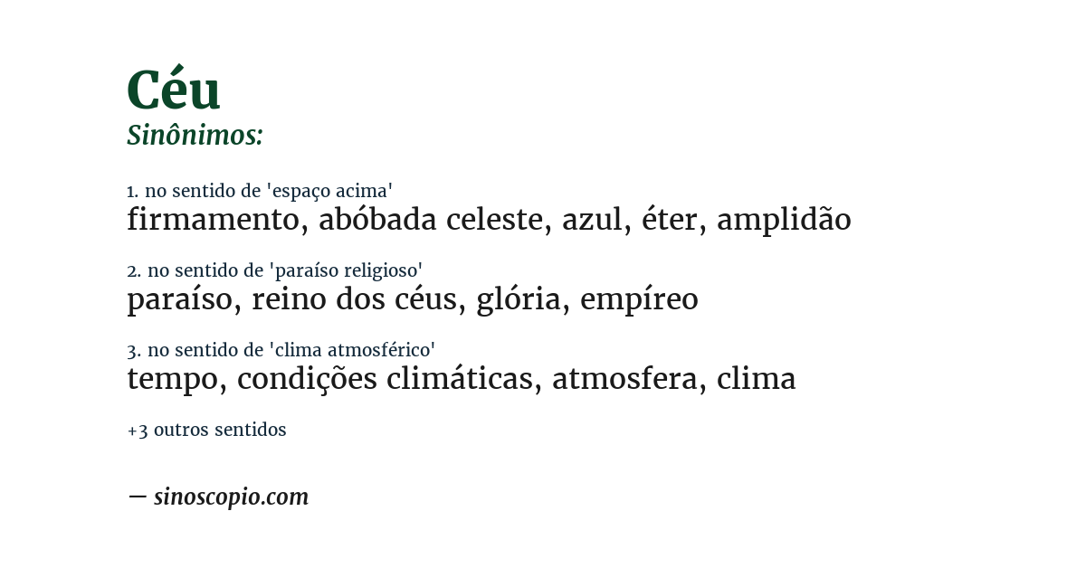Sinônimo de céu