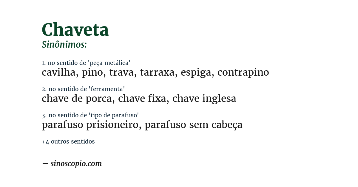 Sinônimo de chaveta
