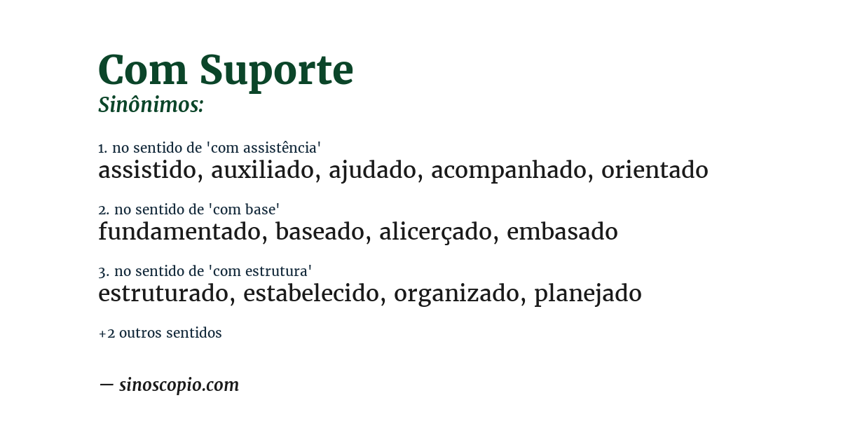Sinônimo de com suporte
