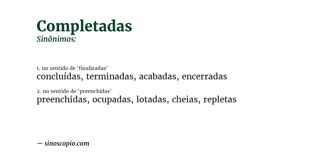 Sinônimo de completadas