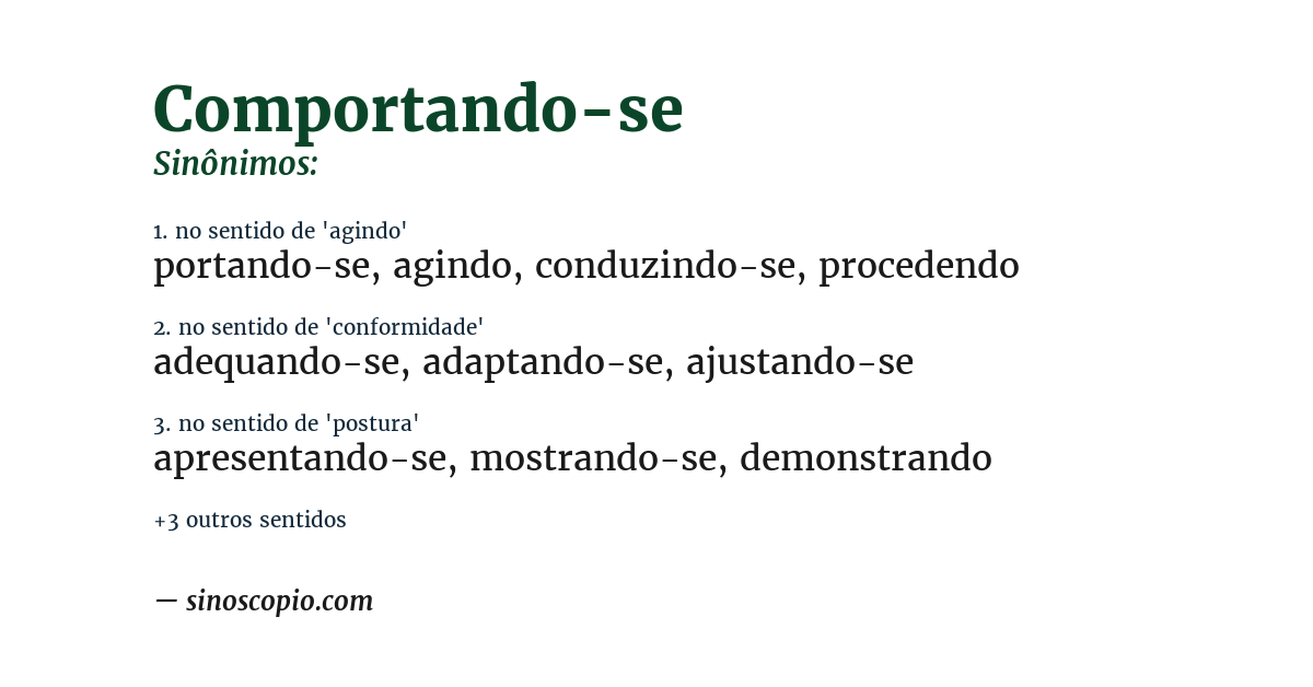 Sinônimo de comportando-se