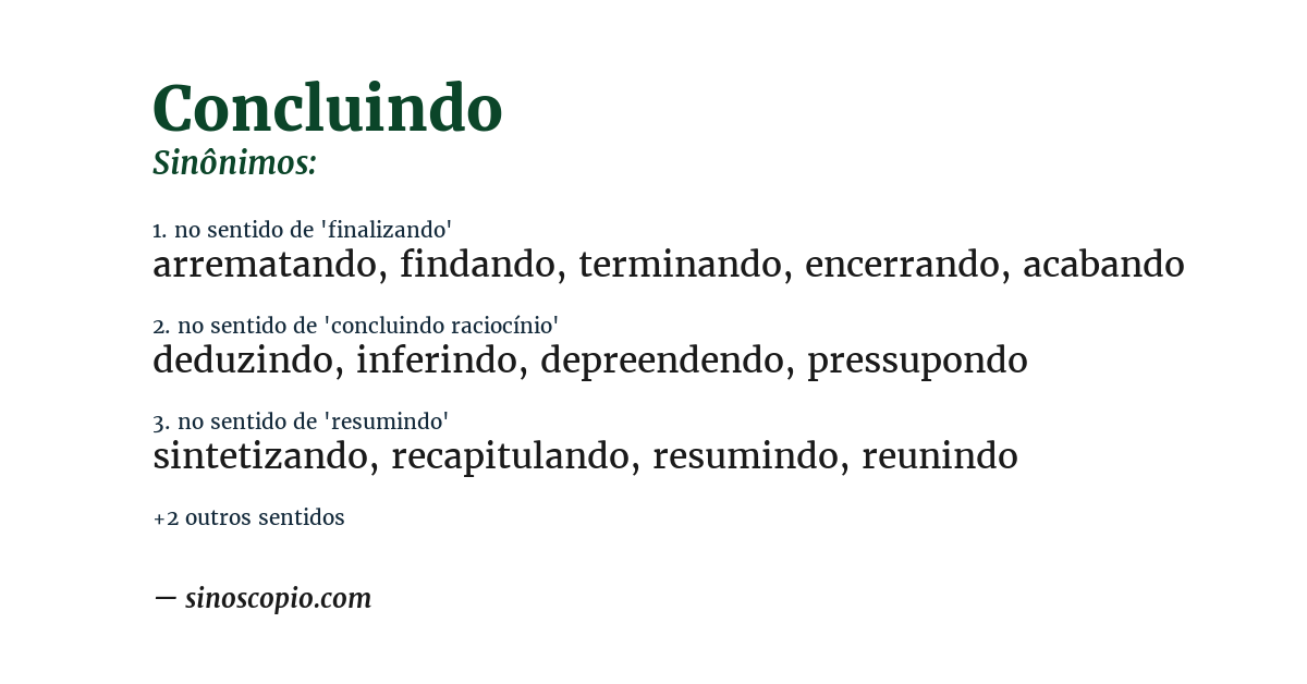 Sinônimo de concluindo