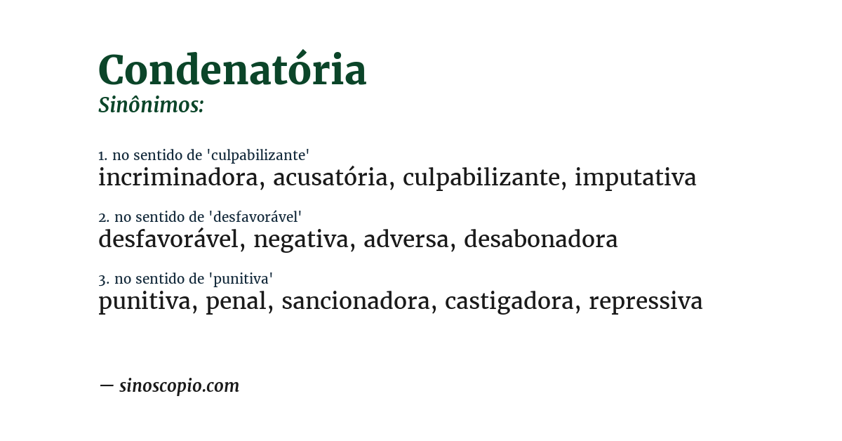 Sinônimo de condenatória