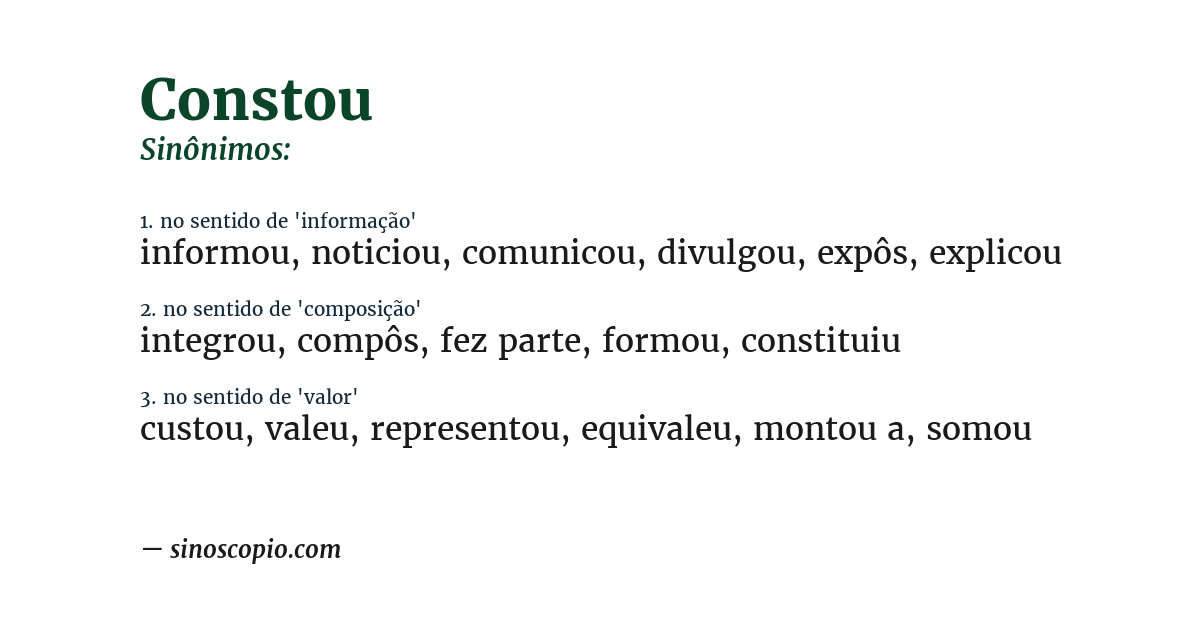 Sinônimo de constou