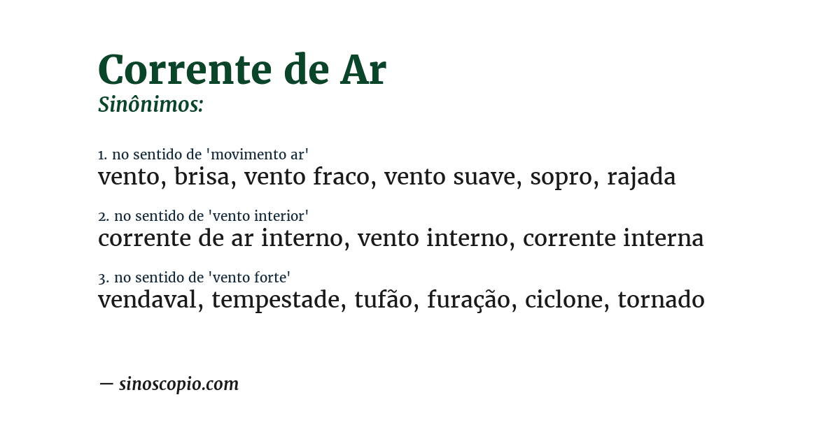 Sinônimo de corrente de ar
