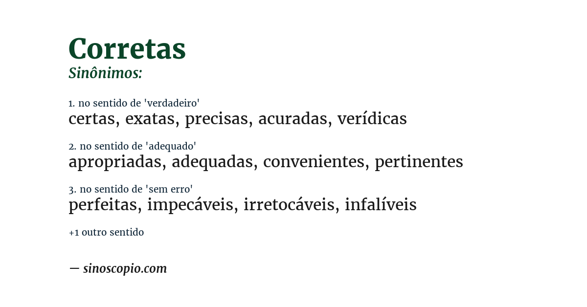 Sinônimo de corretas