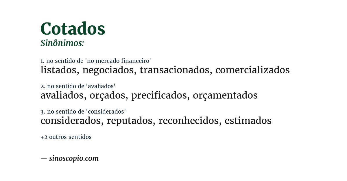 Sinônimo de cotados