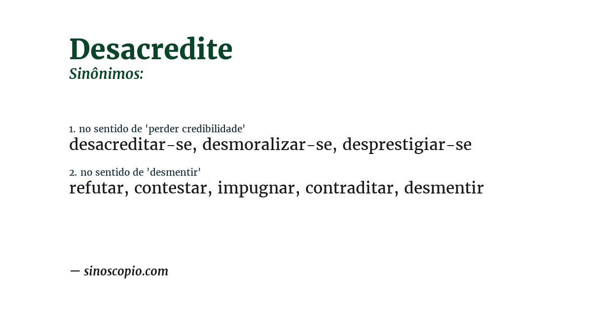 Sinônimo de desacredite