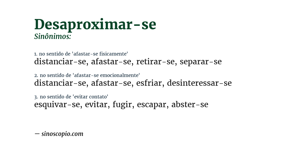 Sinônimo de desaproximar-se