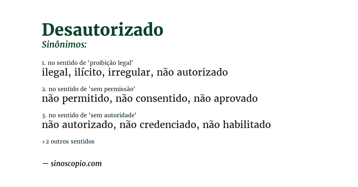 Sinônimo de desautorizado