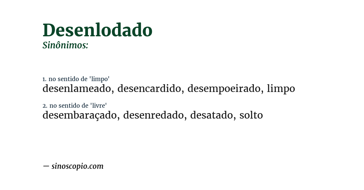 Sinônimo de desenlodado