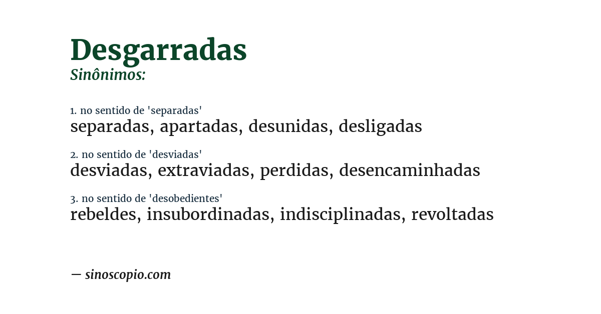 Sinônimo de desgarradas
