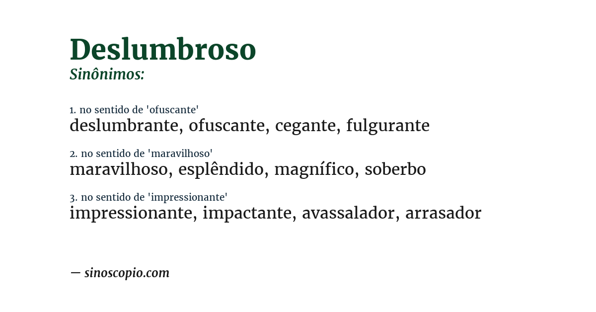 Sinônimo de deslumbroso