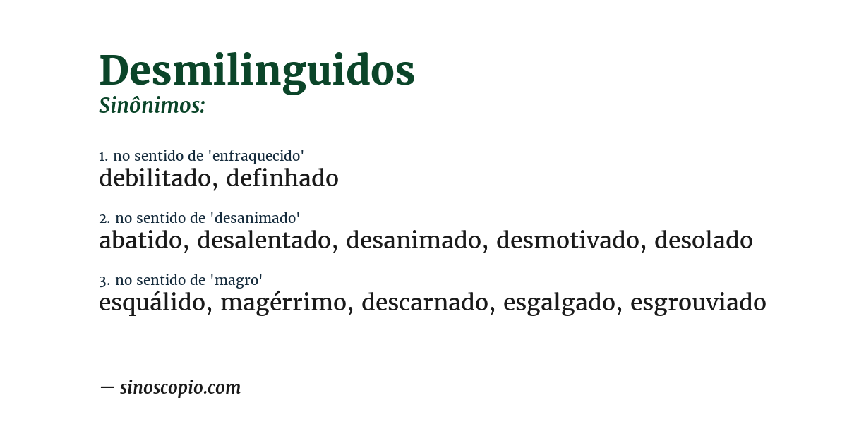Sinônimo de desmilinguidos