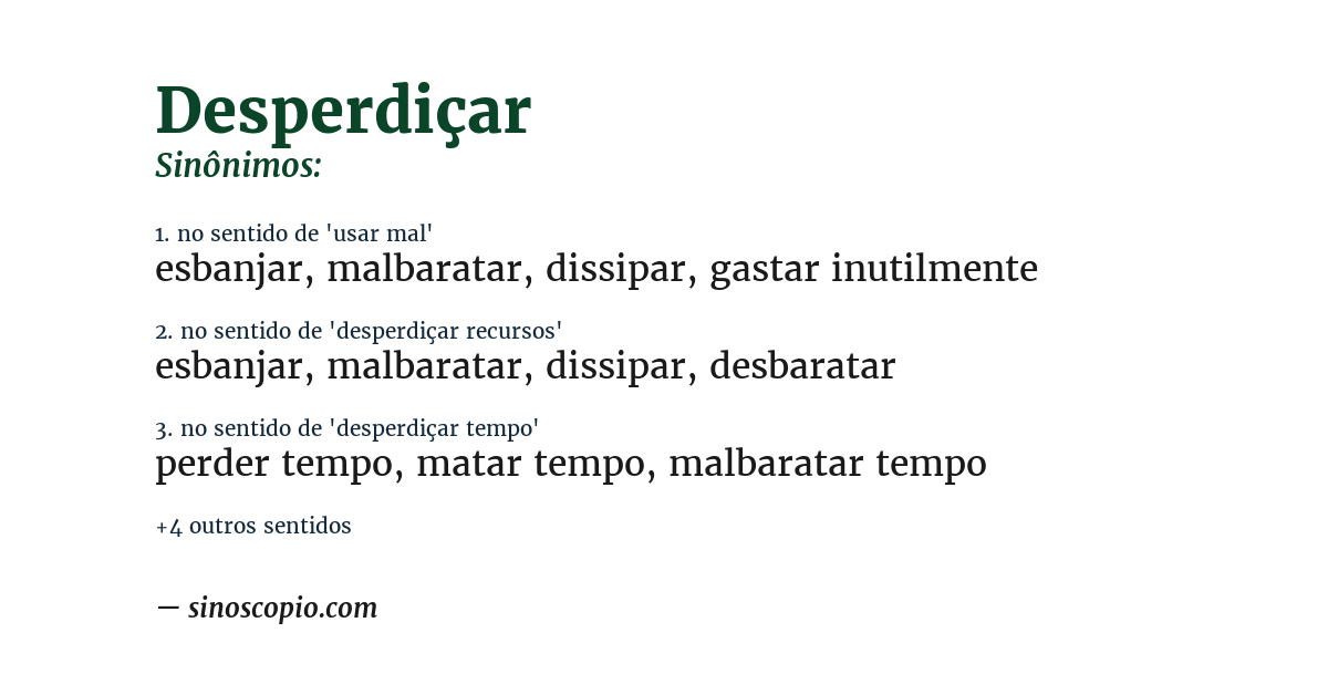 Sinônimo de desperdiçar