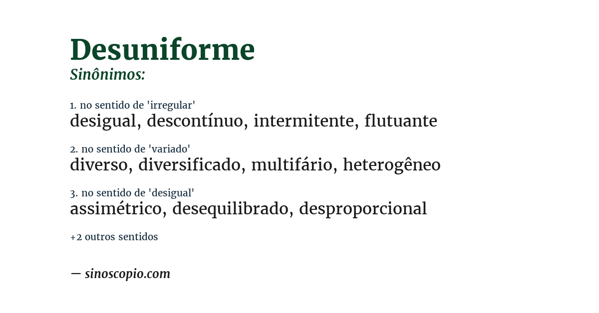 Sinônimo de desuniforme