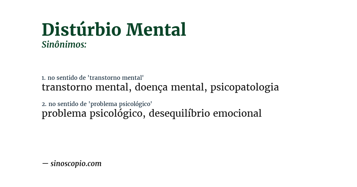 Sinônimo de distúrbio mental