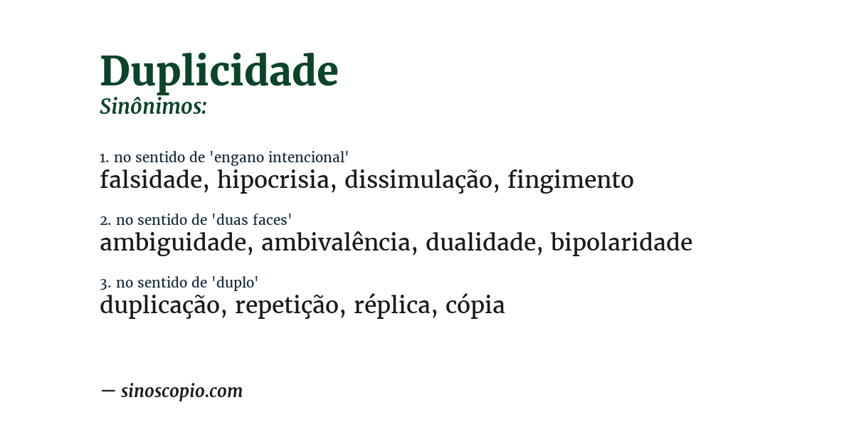 Sinônimo de duplicidade