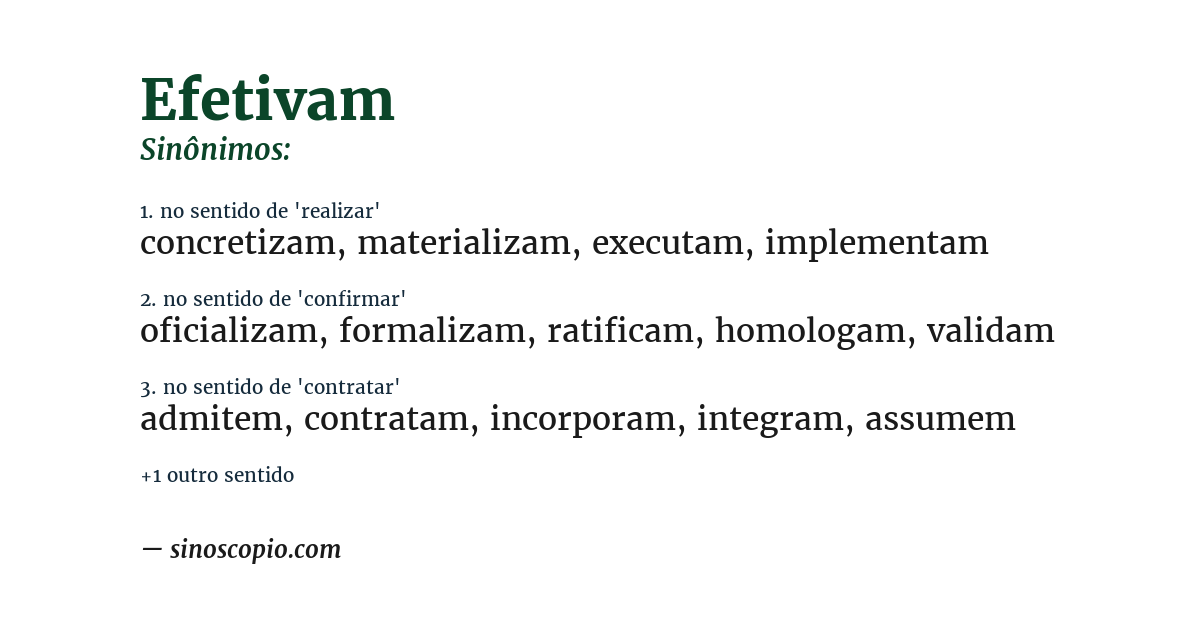 Sinônimo de efetivam