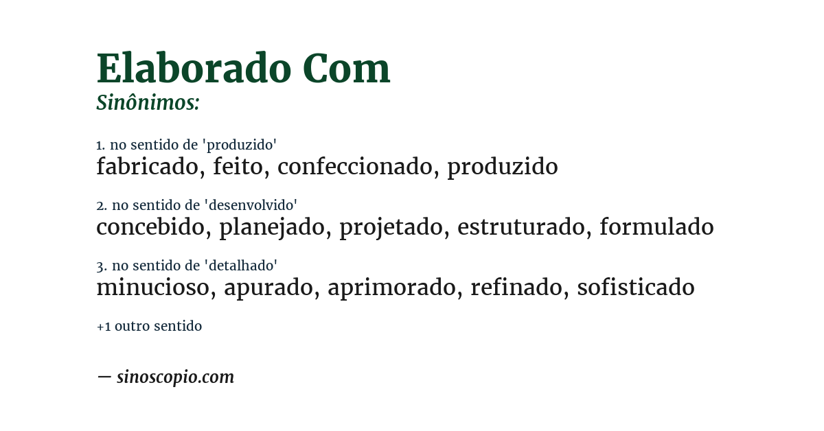 Sinônimo de elaborado com