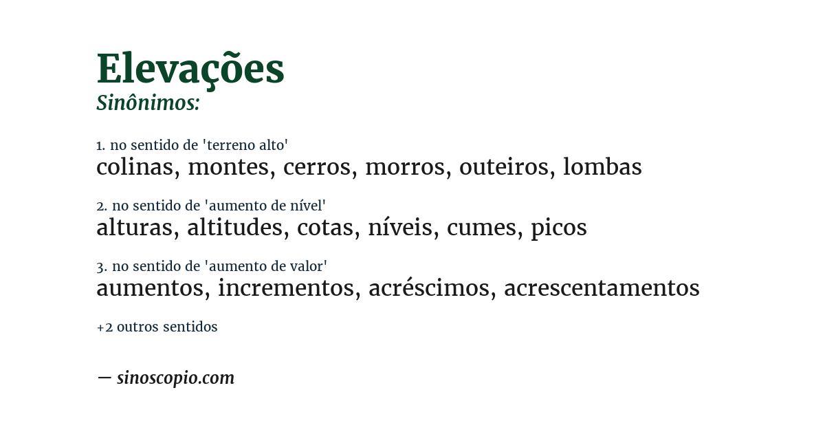 Sinônimo de elevações