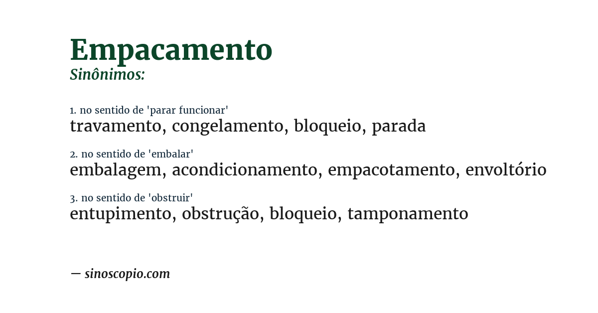 Sinônimo de empacamento