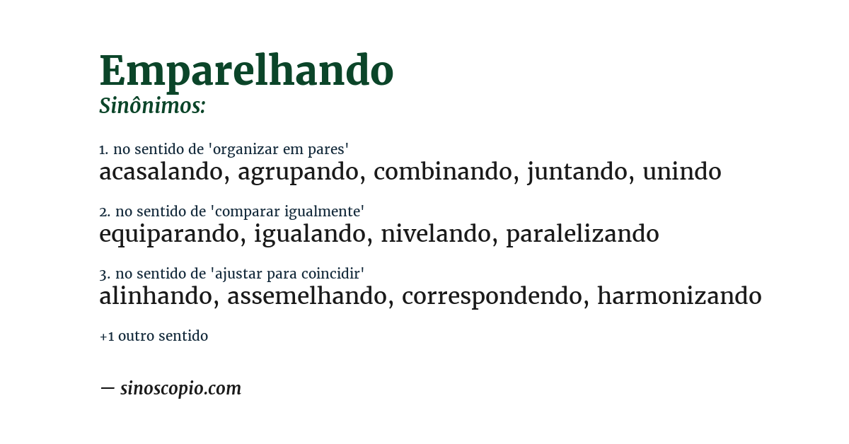 Sinônimo de emparelhando