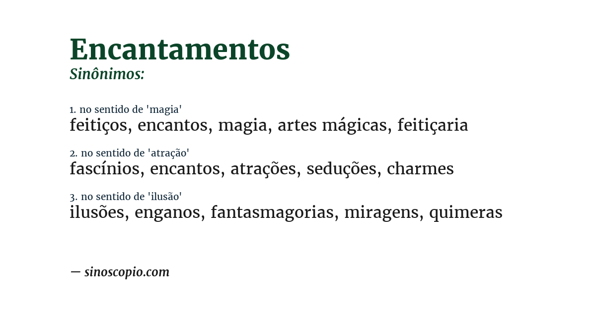 Sinônimo de encantamentos