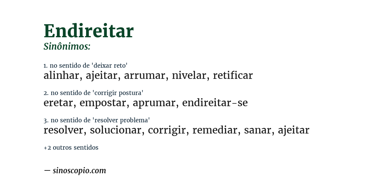Sinônimo de endireitar