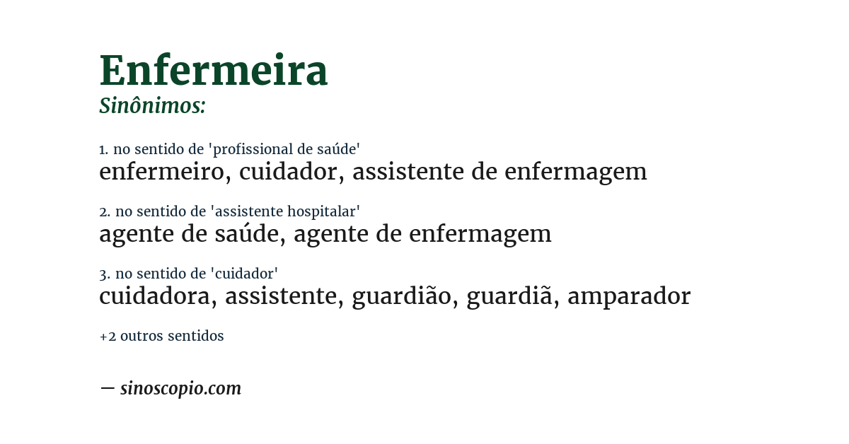 Sinônimo de enfermeira
