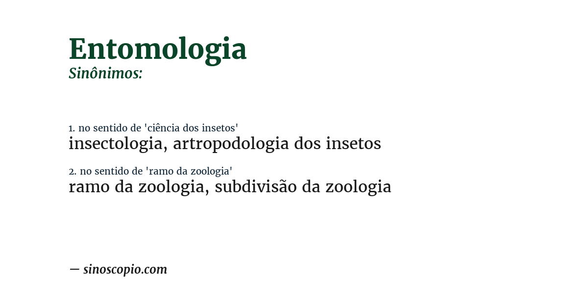 Sinônimo de entomologia