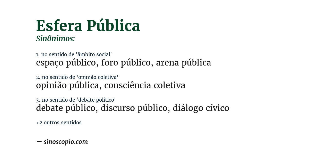 Sinônimo de esfera pública