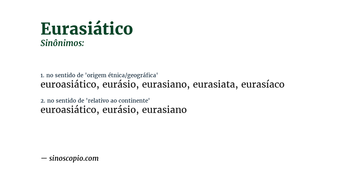 Sinônimo de eurasiático
