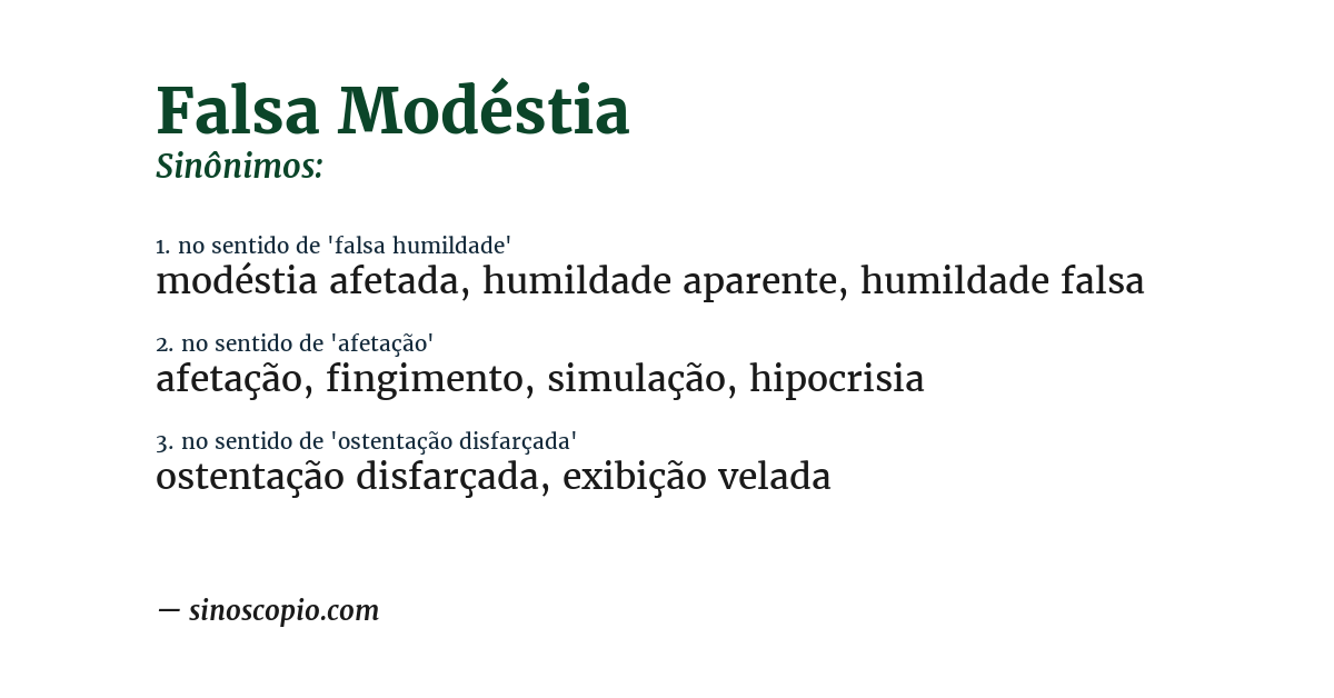 Sinônimo de falsa modéstia