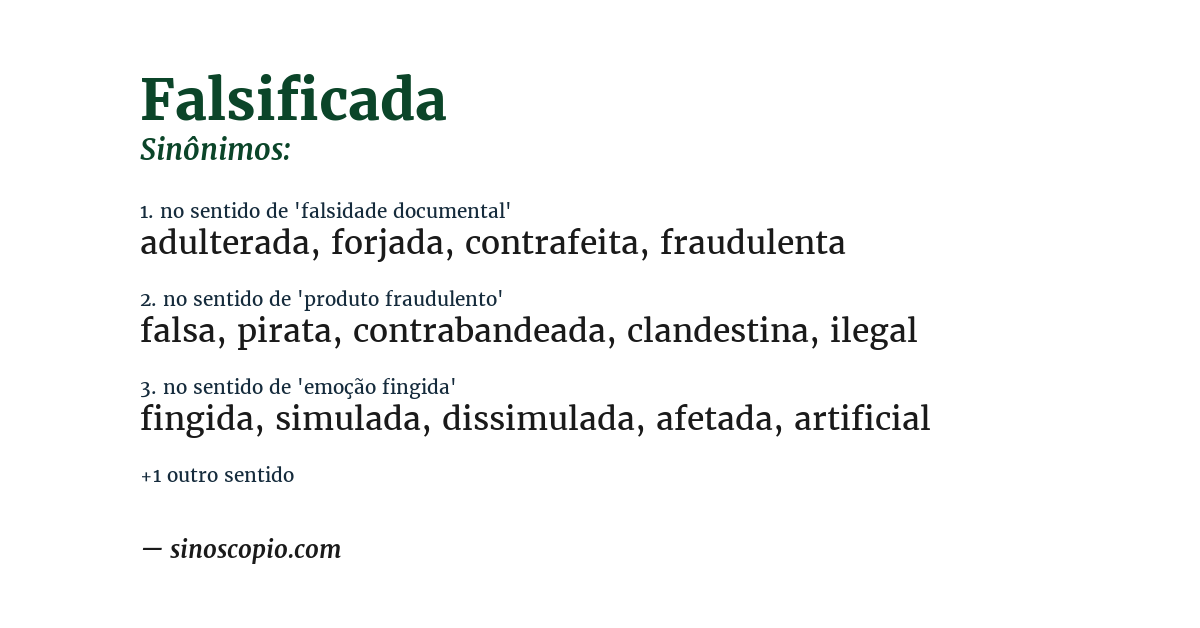 Sinônimo de falsificada
