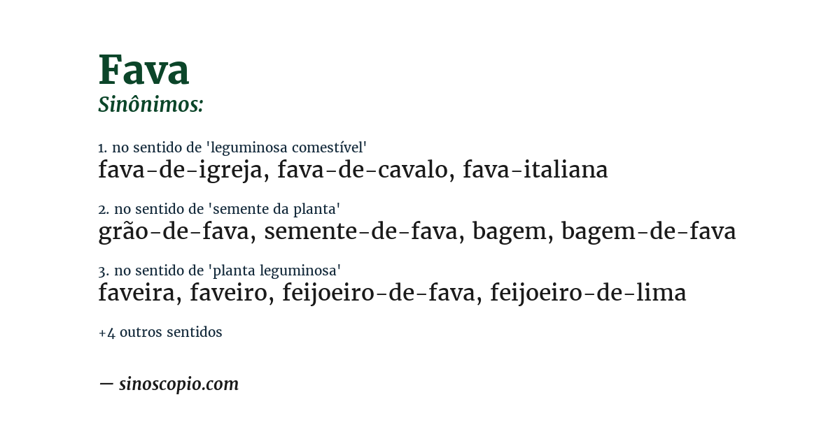 Sinônimo de fava