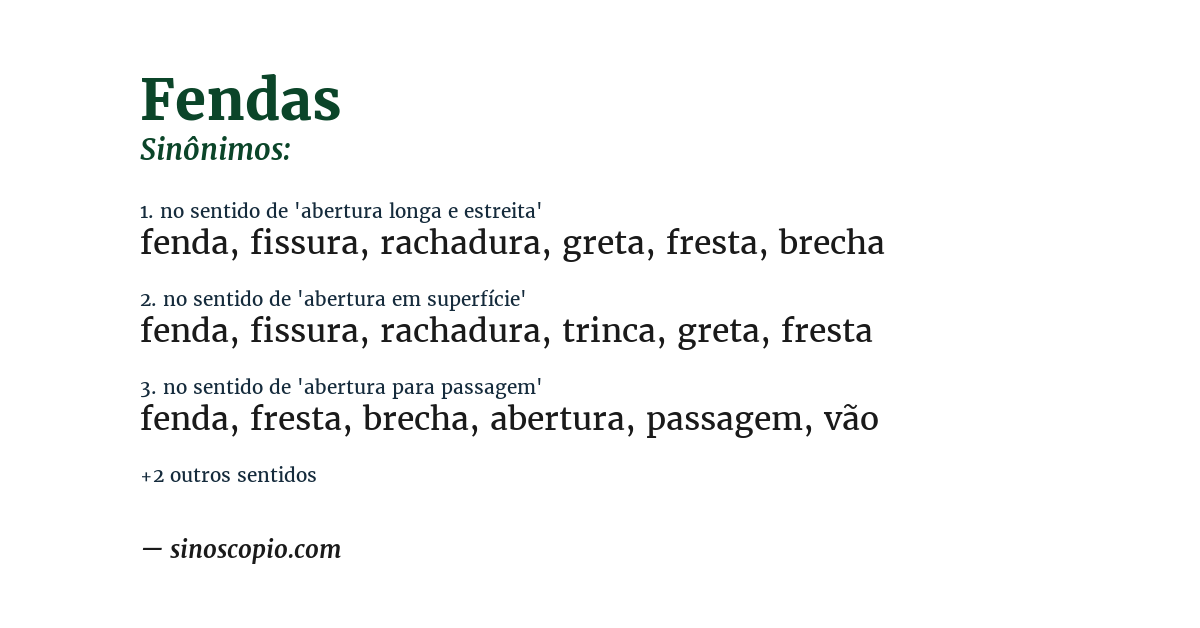 Sinônimo de fendas