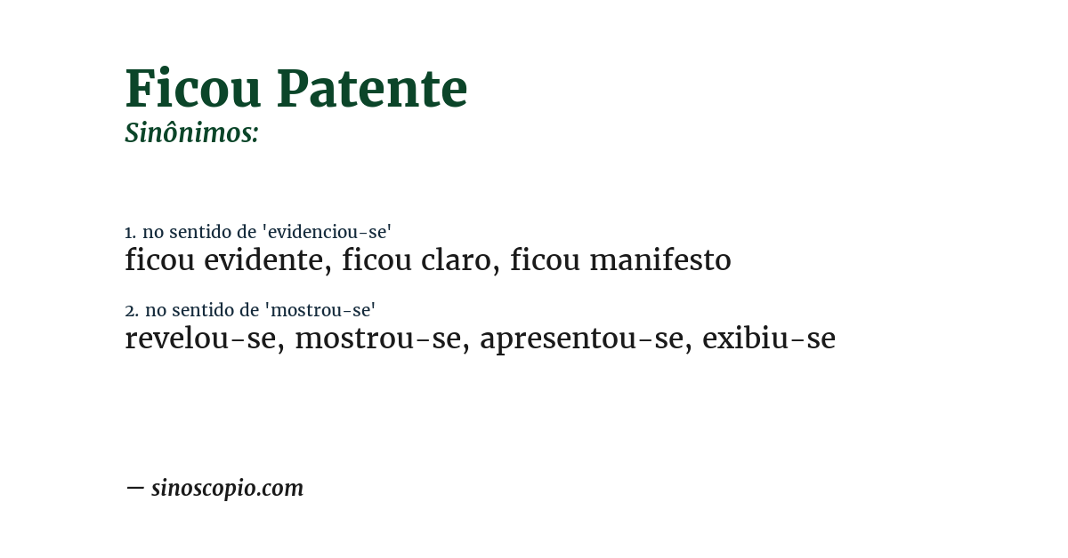 Sinônimo de ficou patente