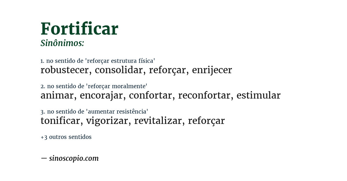 Sinônimo de fortificar