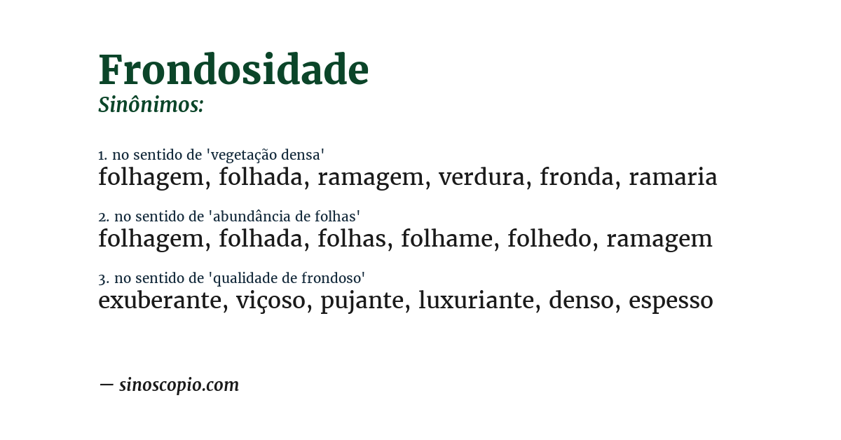 Sinônimo de frondosidade