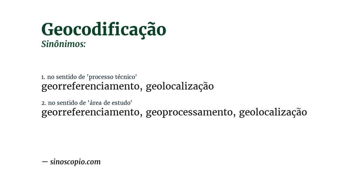 Sinônimo de geocodificação