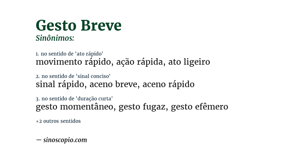 Sinônimo de gesto breve