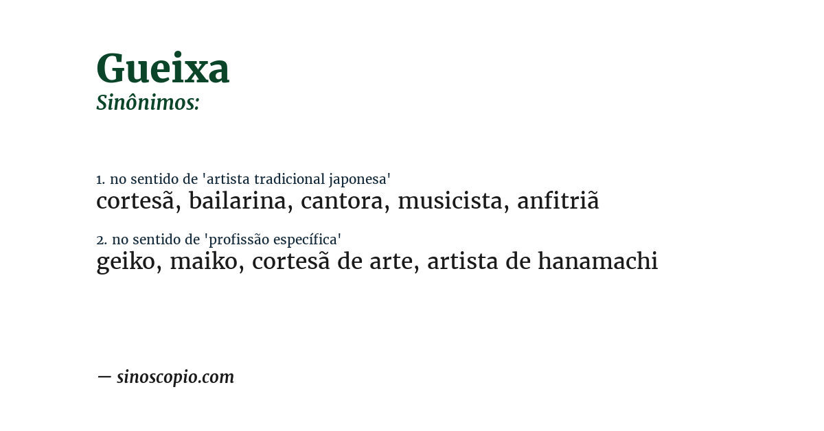 Sinônimo de gueixa