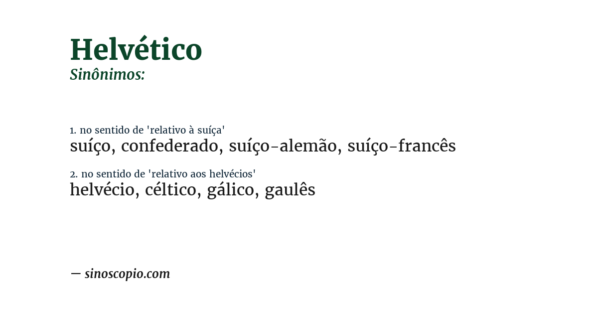 Sinônimo de helvético