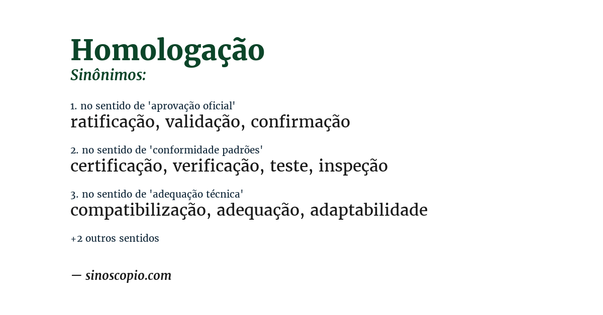 Sinônimo de homologação