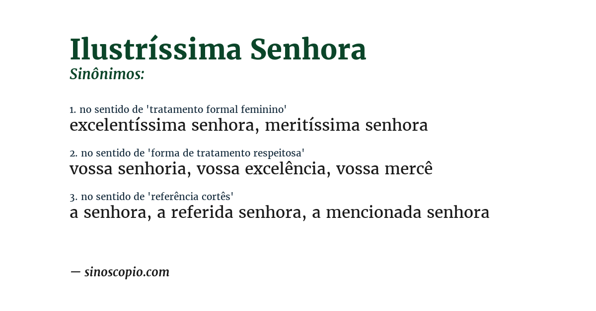 Sinônimo de ilustríssima senhora