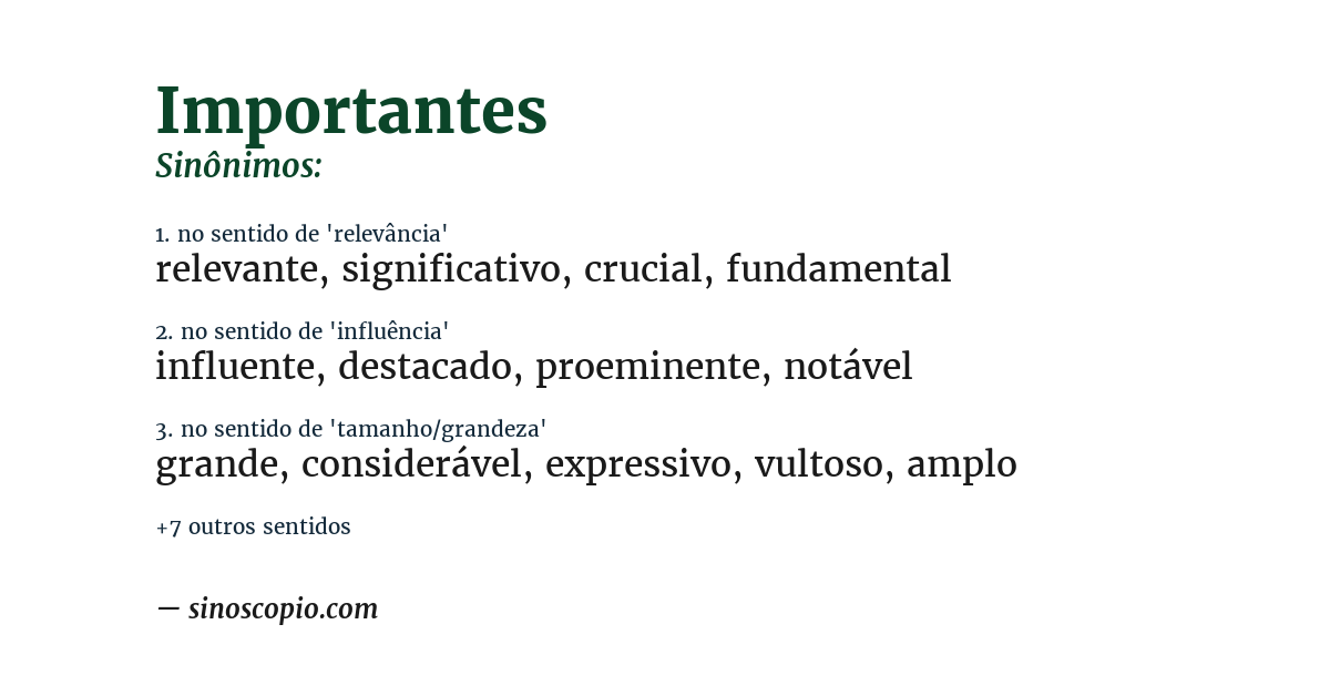 Sinônimo de importantes