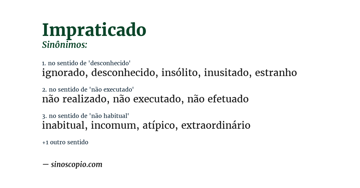 Sinônimo de impraticado