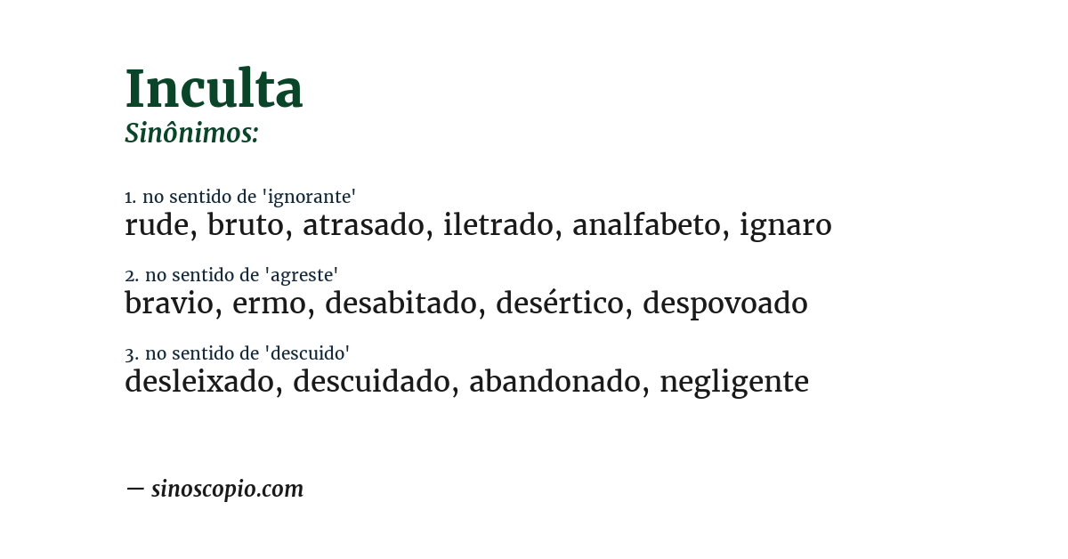Sinônimo de inculta