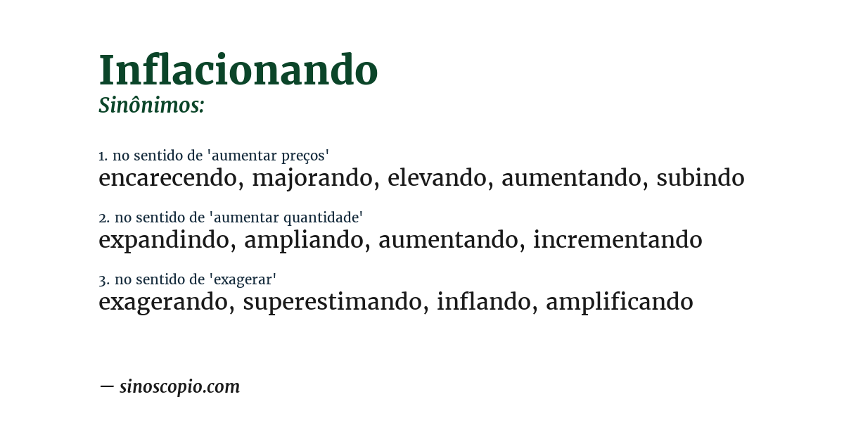 Sinônimo de inflacionando
